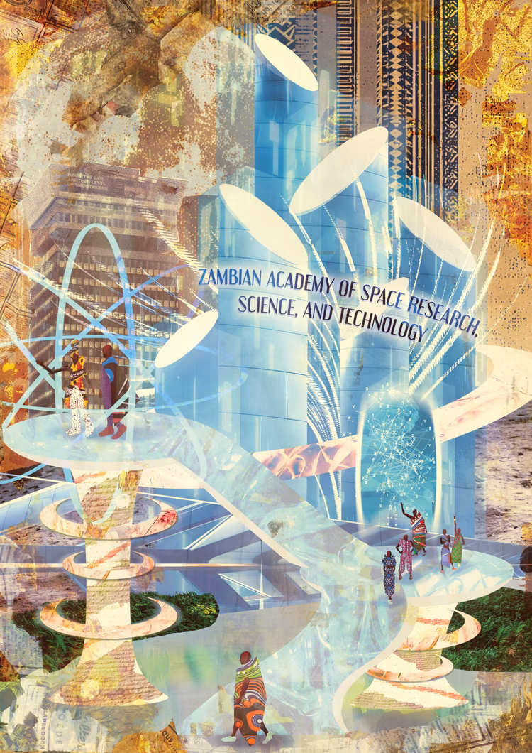 Edward Mukuka Nkoloso's Zambian National Academy of Science, Space Research, and Philosophy served as a blueprint for decolonisation, self-belief, and self-determination. (Illustrations by Tsungai Kaunda for Nkwazi Magazine).