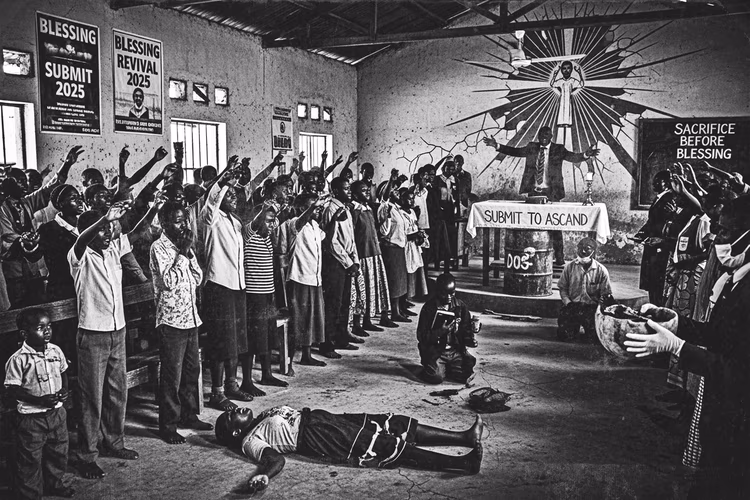 Some Zambian churches employ tactics that feel less like worship and more like psychological control. (Image is artists impression).