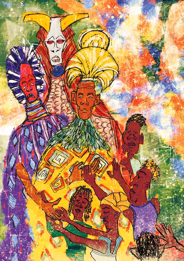 The term Ng'anga is neutral and simply translates as ‘healer’, but its meaning has evolved. (Illustration by Tsungai Kaunda for Nkwazi Magazine).
