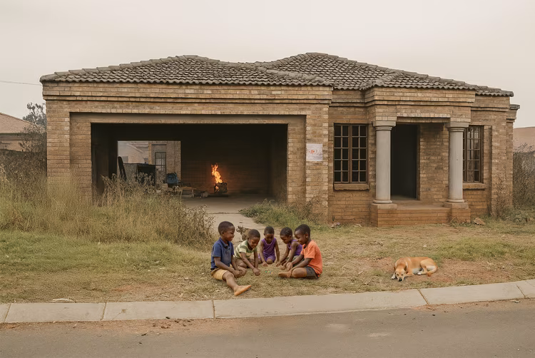 They harbour families acting as informal security and caretakers, who move from one unfinished house to another as their work concludes. (Image is artists impression).