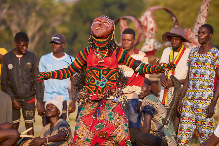 Likishi Lya Mwana Pwevo. Literally means the spirit of a teenage girl, known for his acrobatic displays. (Image by Nkwazi/Justine Kunda).