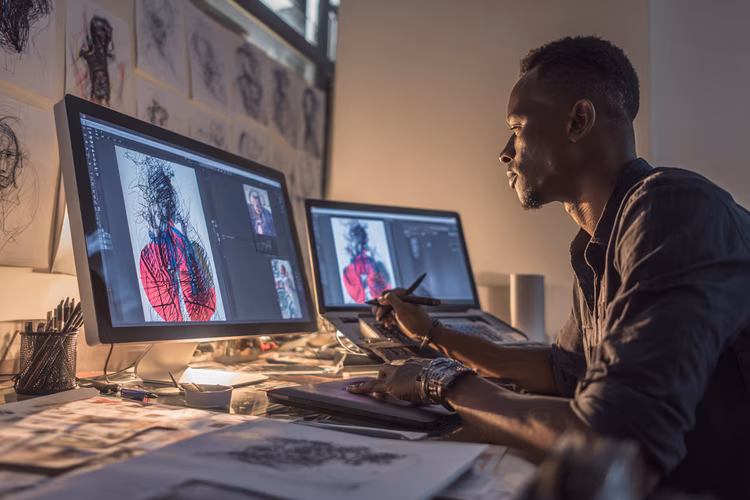 Start by researching what's in demand, i.e, business presentations or awards featuring Africans, candid images of local livelihood, etc. (Image is artists impression).